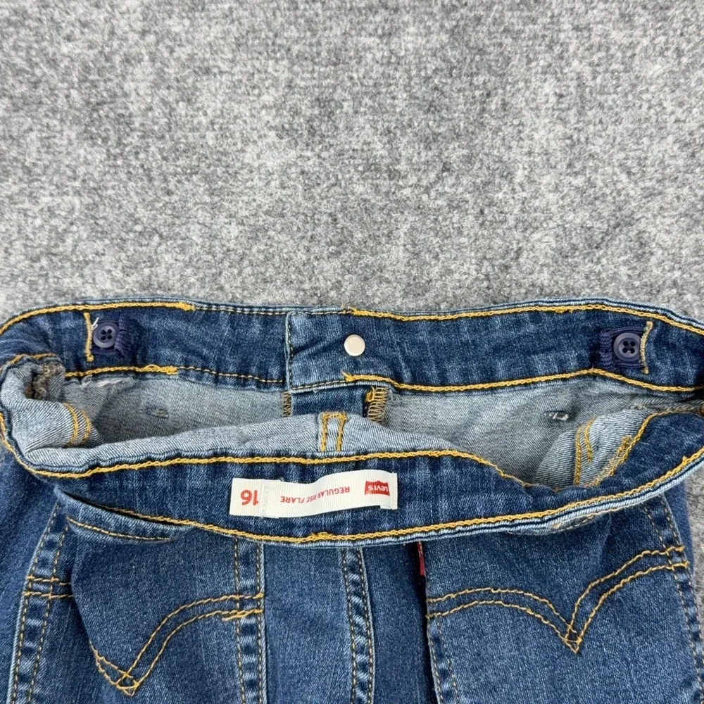 Levis Girls Size 16 Regular Rise Flare Jeans‎ Blue Stretch Denim Medium Wash